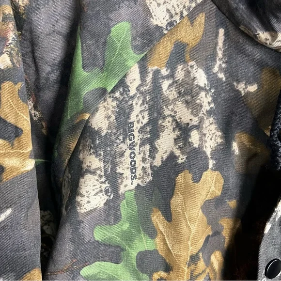 Vintage Jerzees Outdoors Jacket Men L Big Wood Camo Hooded Bomber Quilt Lined